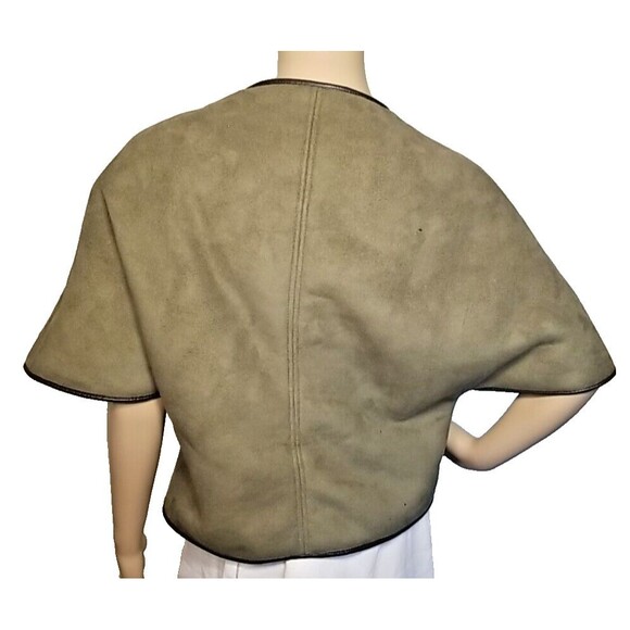 Members Only VTG Womens Faux Suede Green Buckle Vest Top Faux Sherpa  XS     T24 - Picture 3 of 13